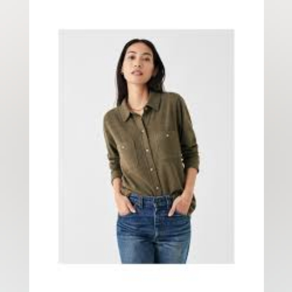Faherty Womens Legend Sweater Shirt Olive Twill Size Medium